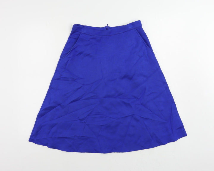 étre cécile Womens Blue Viscose A-Line Skirt Size S Zip - Pockets
