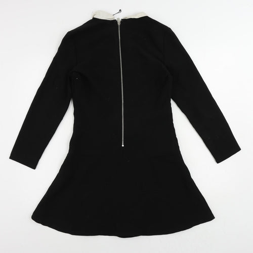 Mango Womens Black Polyester Mini Size S Collared Zip