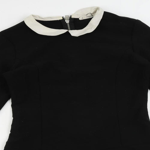 Mango Womens Black Polyester Mini Size S Collared Zip
