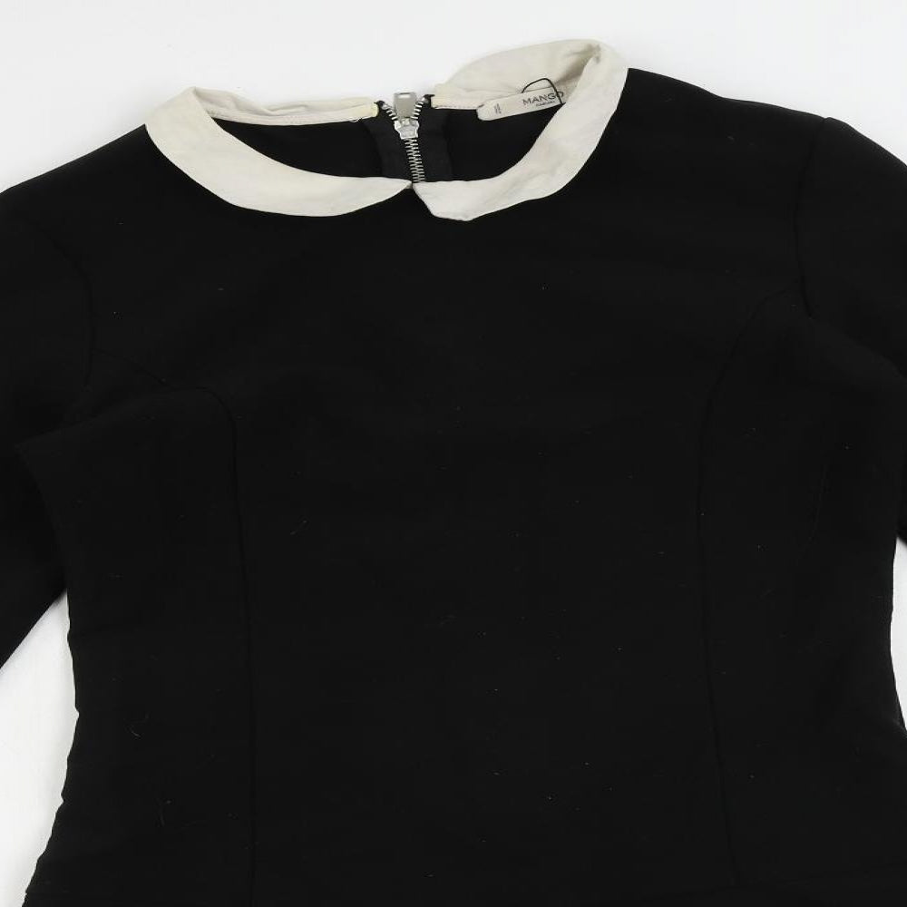Mango Womens Black Polyester Mini Size S Collared Zip