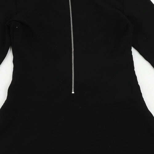 Mango Womens Black Polyester Mini Size S Collared Zip