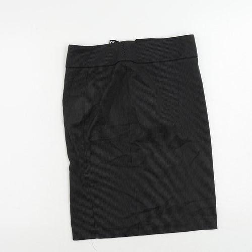 Debenhams Womens Grey Striped Polyester Straight & Pencil Skirt Size 8 Zip