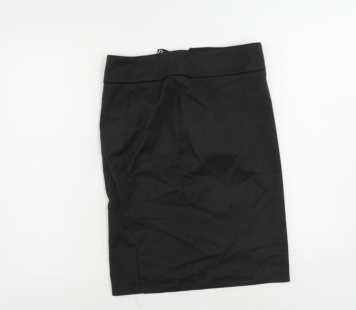 Debenhams Womens Grey Striped Polyester Straight & Pencil Skirt Size 8 Zip