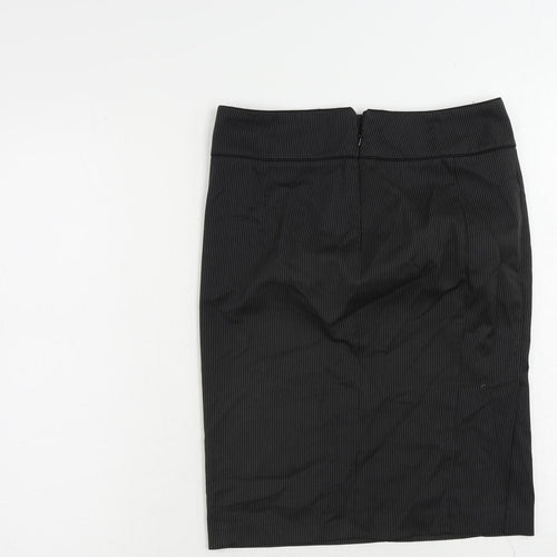 Debenhams Womens Grey Striped Polyester Straight & Pencil Skirt Size 8 Zip