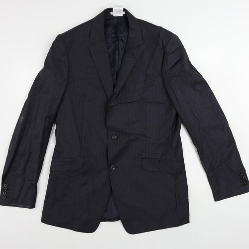 Marks and Spencer Mens Grey Striped Polyester Jacket Suit Jacket Size 42 Regular