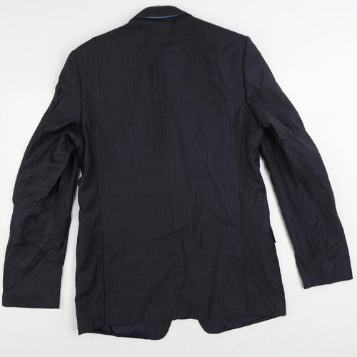 Marks and Spencer Mens Grey Striped Polyester Jacket Suit Jacket Size 42 Regular