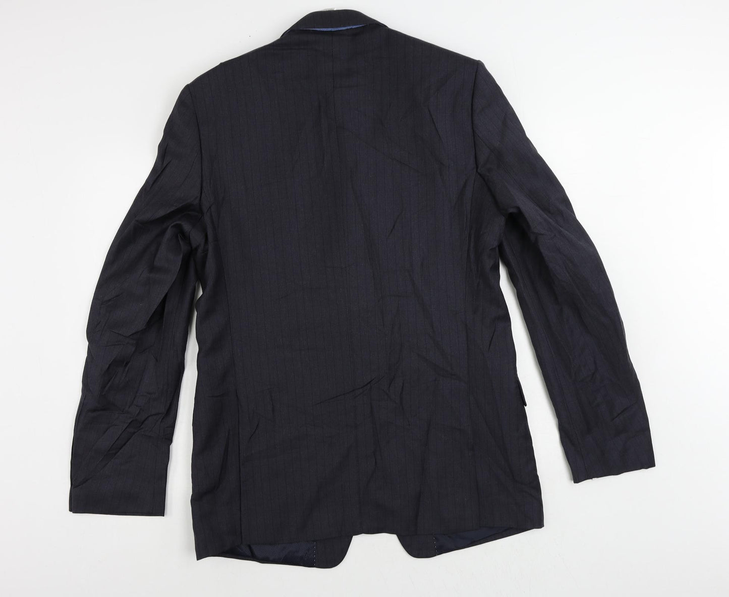 Marks and Spencer Mens Grey Striped Polyester Jacket Suit Jacket Size 42 Regular