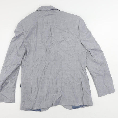 Marks and Spencer Mens Blue Geometric Polyester Jacket Suit Jacket Size 40 Regular