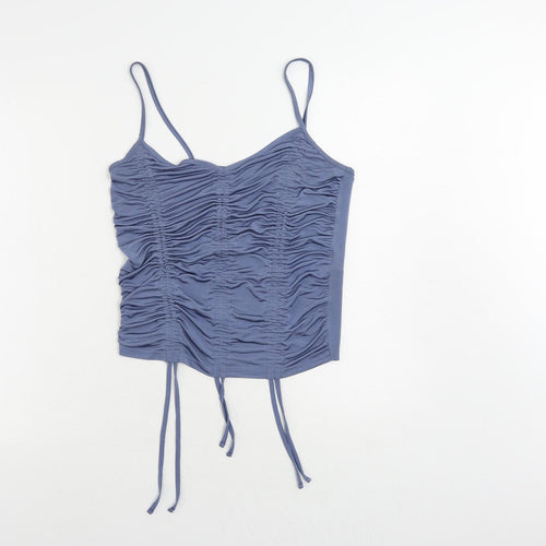Urban Outfitters Womens Blue Polyester Camisole Tank Size XL Square Neck - Ruched