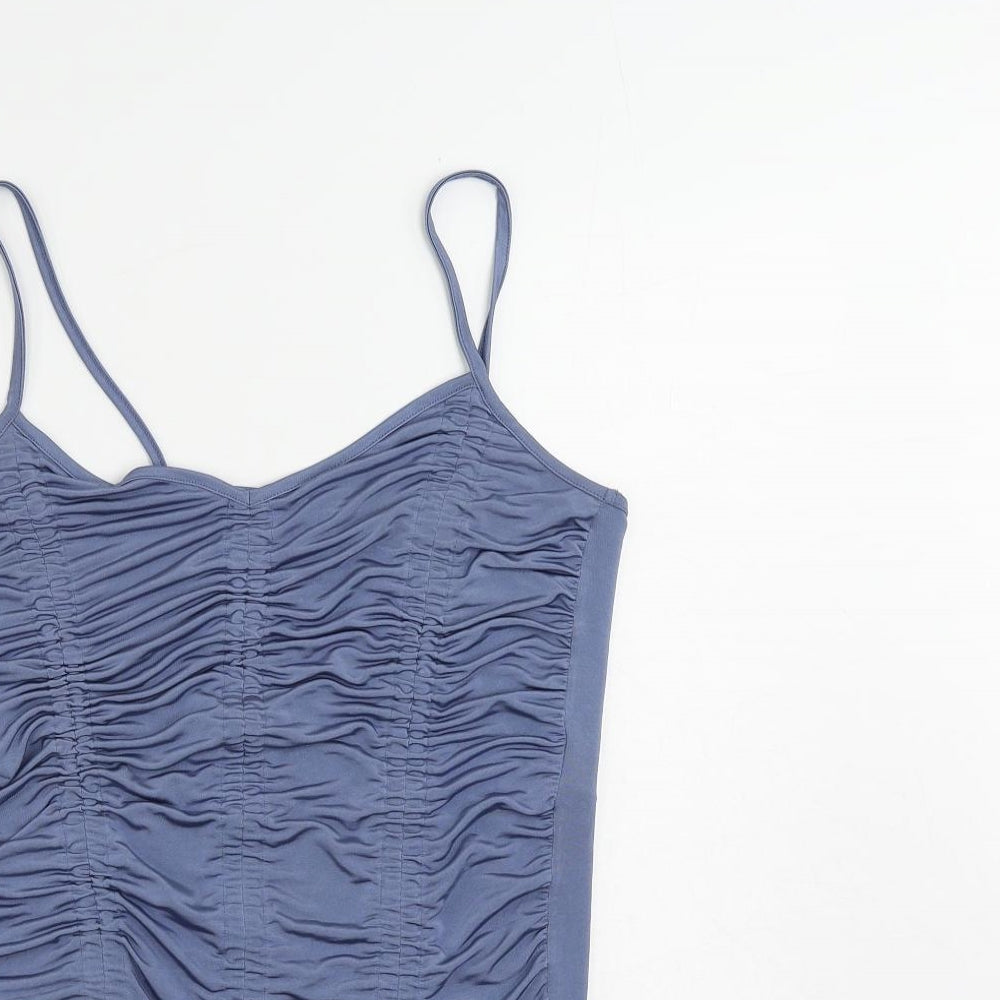 Urban Outfitters Womens Blue Polyester Camisole Tank Size XL Square Neck - Ruched