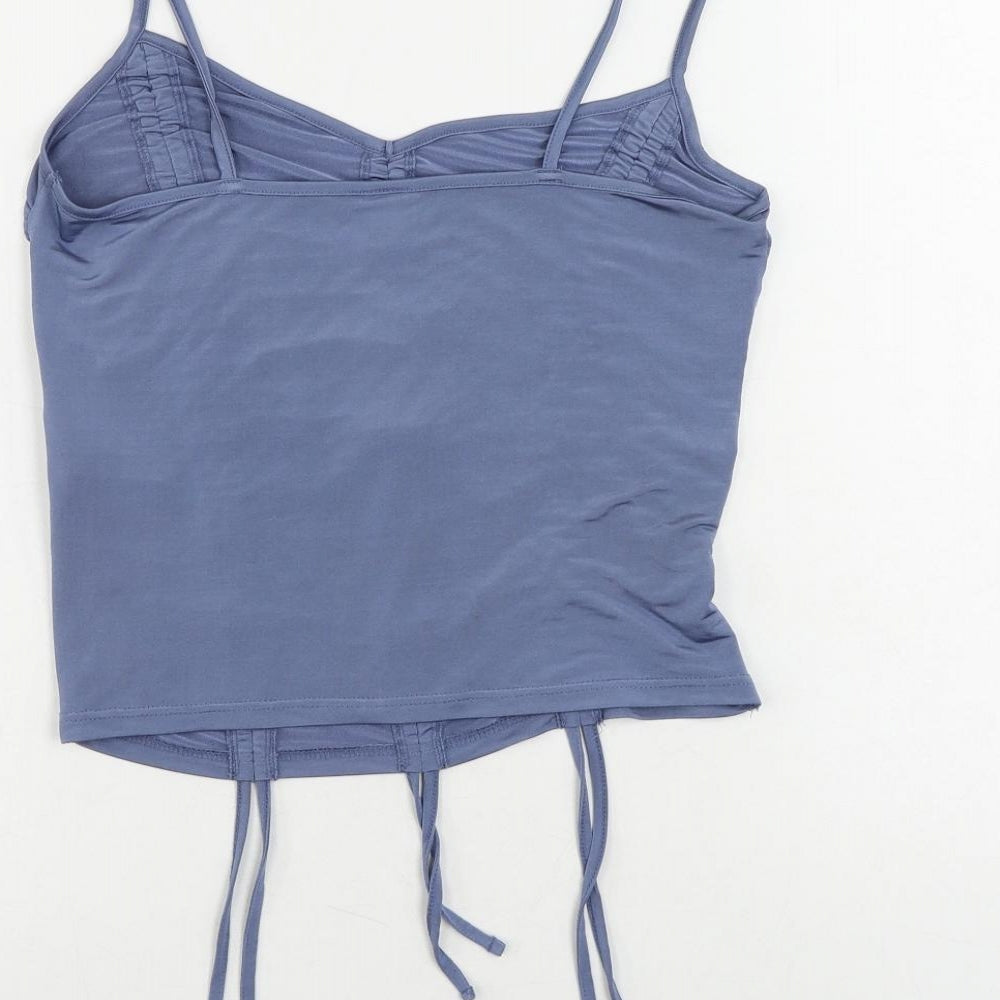 Urban Outfitters Womens Blue Polyester Camisole Tank Size XL Square Neck - Ruched