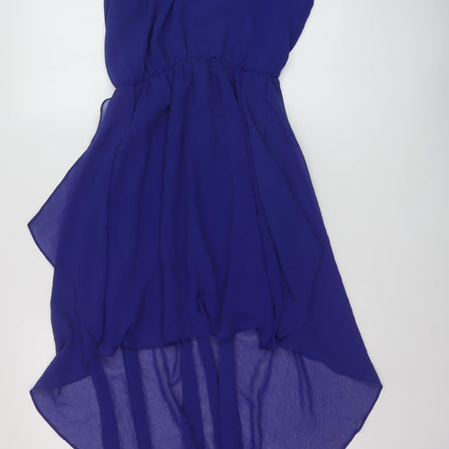 New Look Womens Blue Polyester Tank Dress Size 12 Round Neck Button