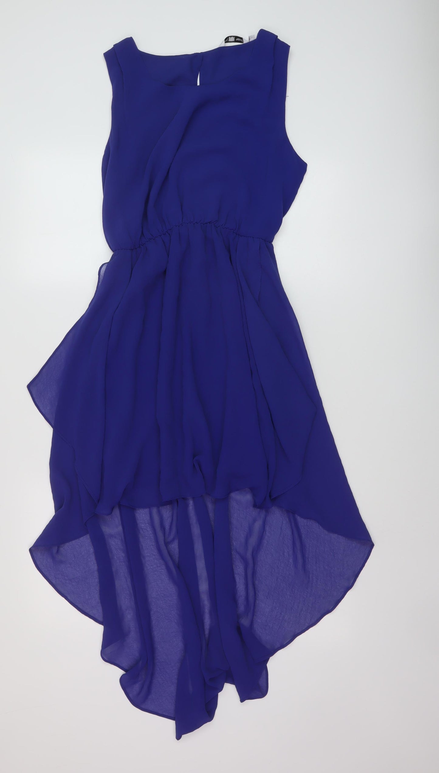 New Look Womens Blue Polyester Tank Dress Size 12 Round Neck Button