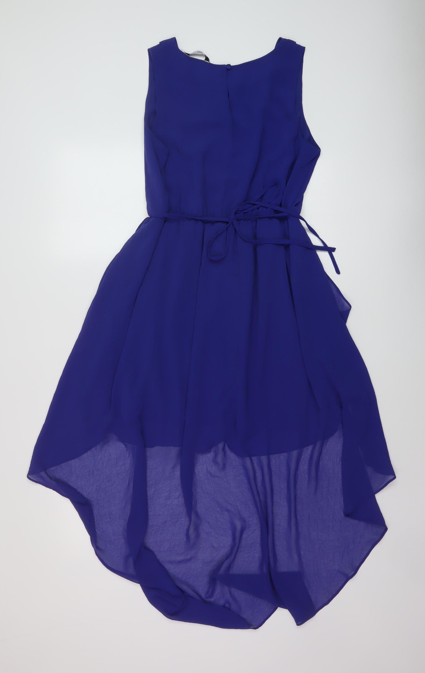 New Look Womens Blue Polyester Tank Dress Size 12 Round Neck Button