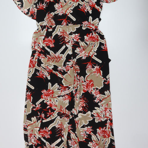 Mango Womens Multicoloured Floral Polyester Jumpsuit One-Piece Size L Tie