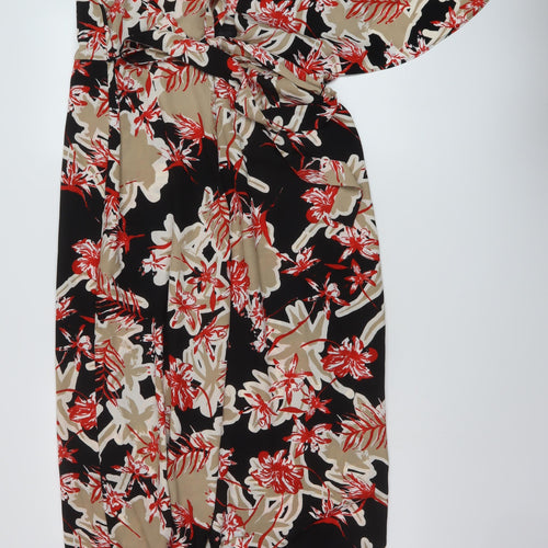 Mango Womens Multicoloured Floral Polyester Jumpsuit One-Piece Size L Tie