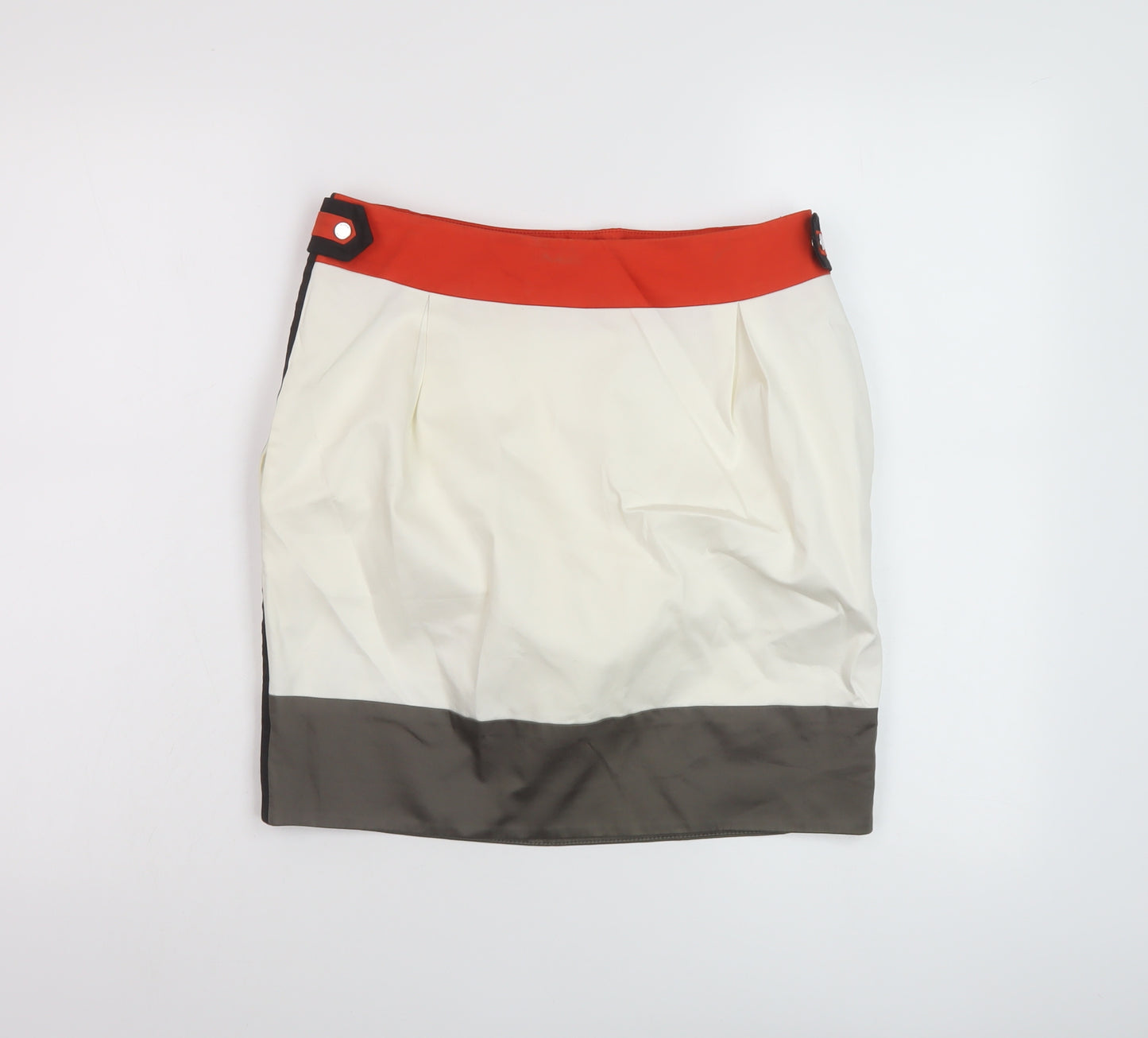 Karen Millen Womens Orange Cotton Mini Skirt Size 10 Zip