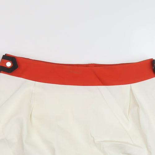 Karen Millen Womens Orange Cotton Mini Skirt Size 10 Zip