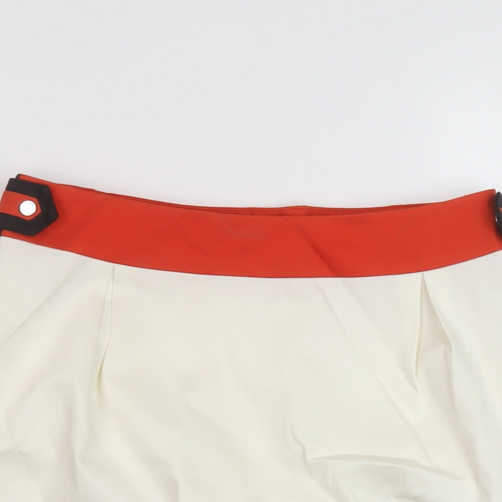 Karen Millen Womens Orange Cotton Mini Skirt Size 10 Zip