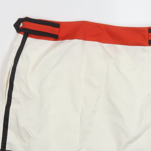 Karen Millen Womens Orange Cotton Mini Skirt Size 10 Zip