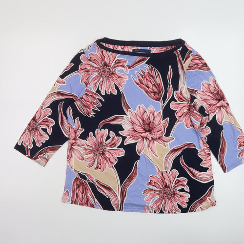 Marks and Spencer Womens Multicoloured Floral Viscose Basic Blouse Size 16 Boat Neck