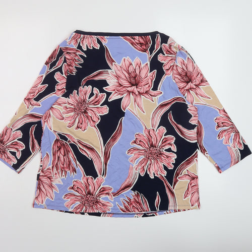 Marks and Spencer Womens Multicoloured Floral Viscose Basic Blouse Size 16 Boat Neck