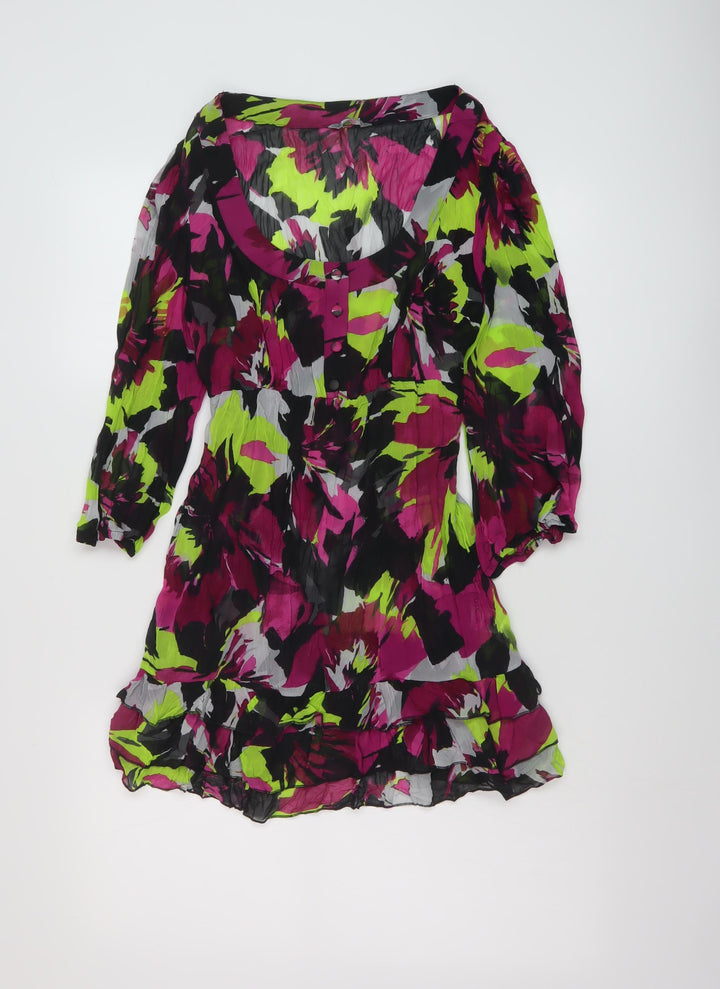 Per Una Womens Multicoloured Geometric Polyester Basic Blouse Size 12 Scoop Neck