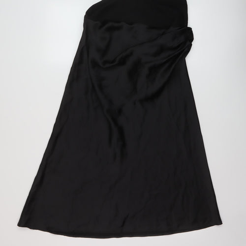 Zara Womens Black Polyester A-Line Skirt Size L Zip