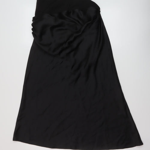 Zara Womens Black Polyester A-Line Skirt Size L Zip