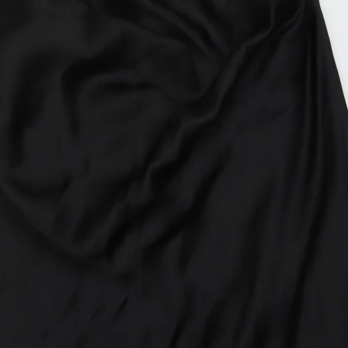 Zara Womens Black Polyester A-Line Skirt Size L Zip
