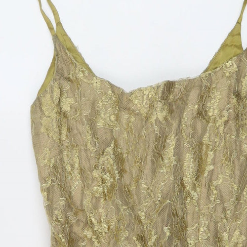 Amanda Wakeley Womens Gold Polyester Mini Size 12 Boat Neck Zip