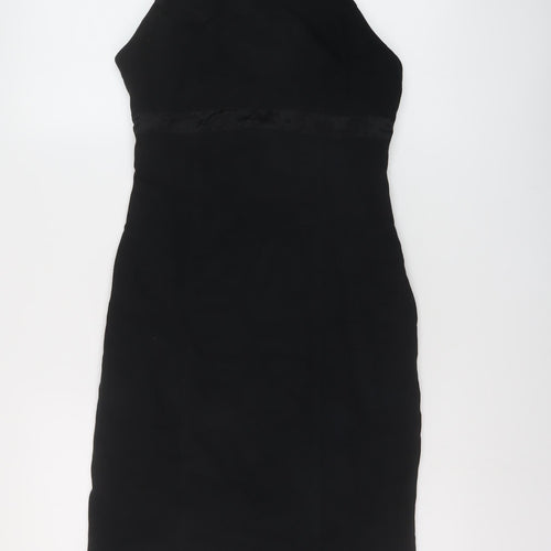 bebe Womens Black Viscose Bodycon Size M Round Neck Zip