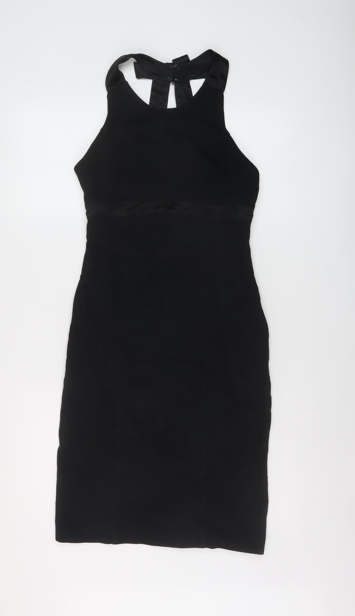 bebe Womens Black Viscose Bodycon Size M Round Neck Zip