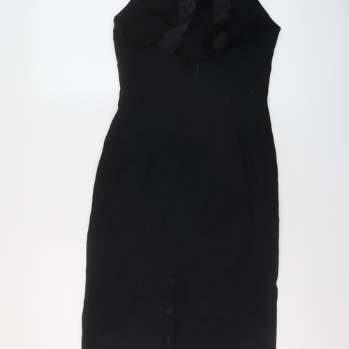 bebe Womens Black Viscose Bodycon Size M Round Neck Zip