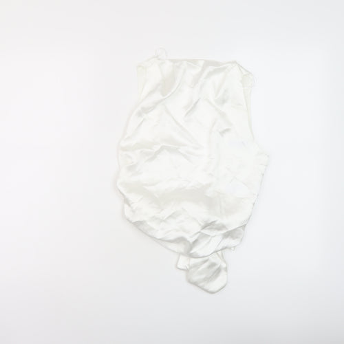 Zara Womens White Polyester Cropped Blouse Size M Round Neck