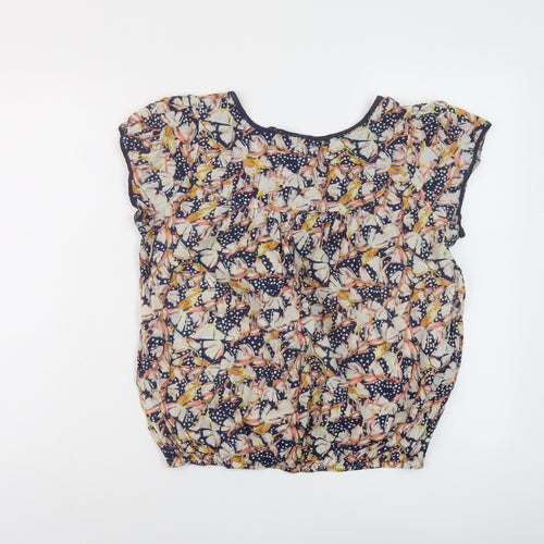 JUST ELEGANCE Womens Multicoloured Geometric Cotton Basic Blouse Size 14 V-Neck