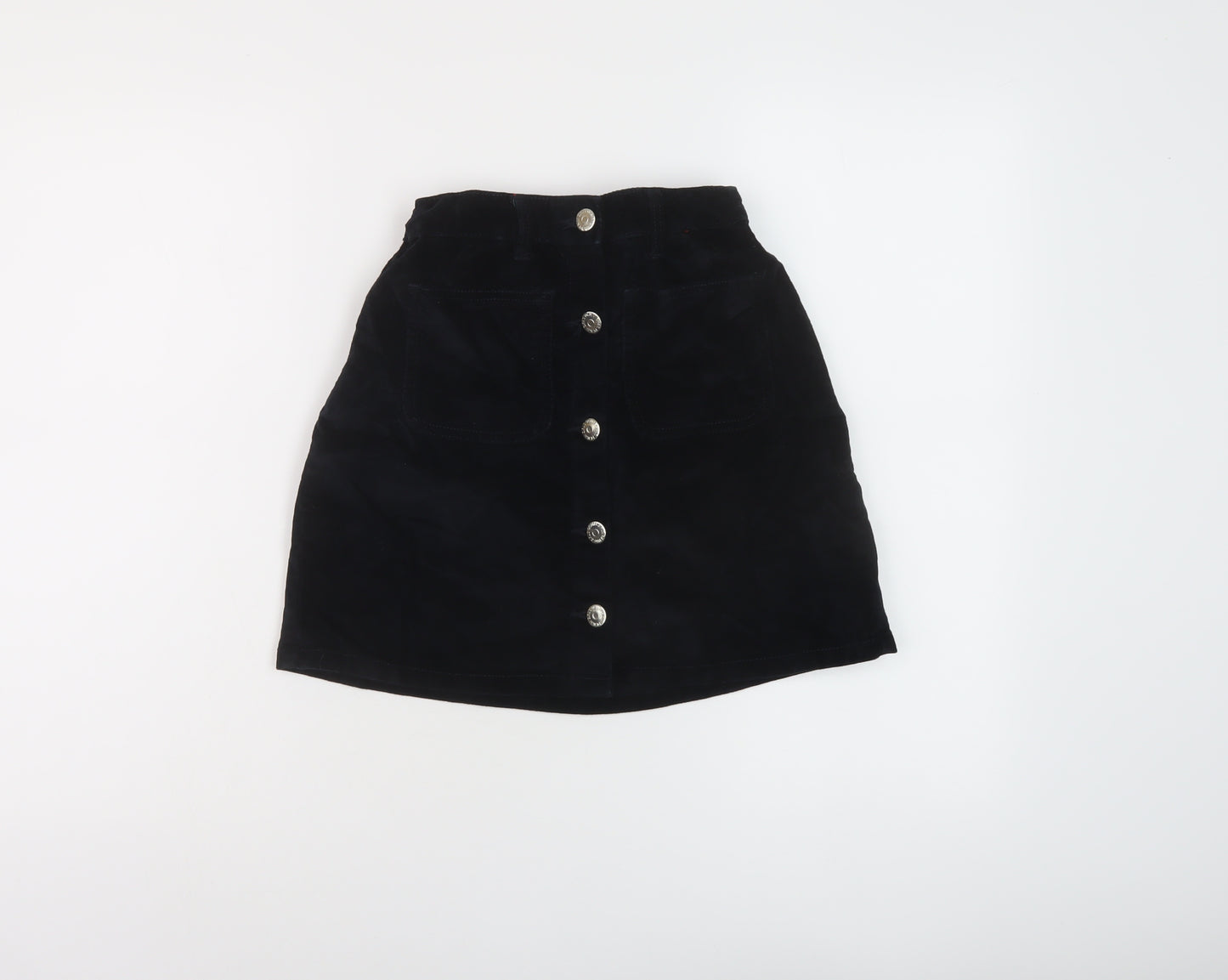 Matalan Girls Blue Cotton A-Line Skirt Size 11 Years Regular Button