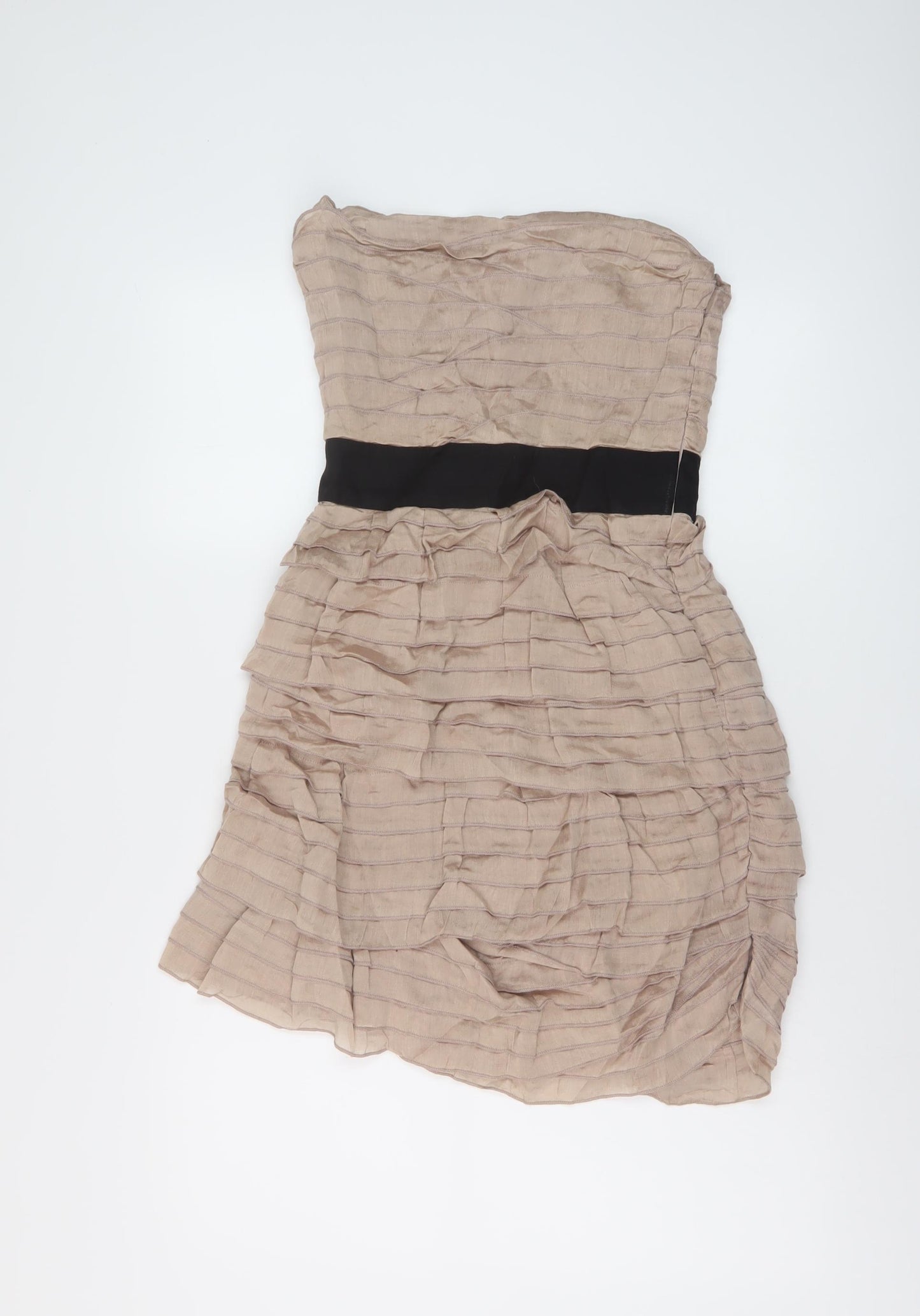 Reiss Womens Beige Cotton Mini Size 6 Off the Shoulder Zip
