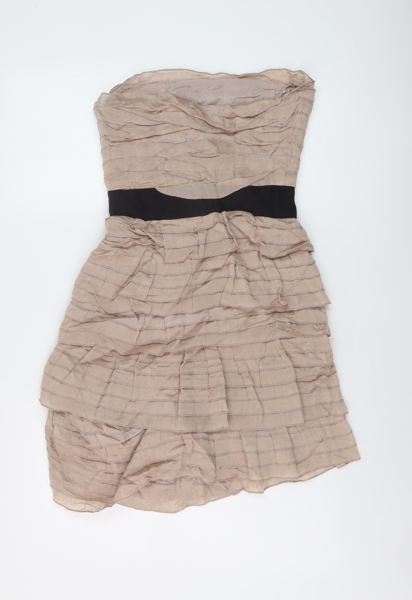 Reiss Womens Beige Cotton Mini Size 6 Off the Shoulder Zip