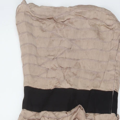 Reiss Womens Beige Cotton Mini Size 6 Off the Shoulder Zip