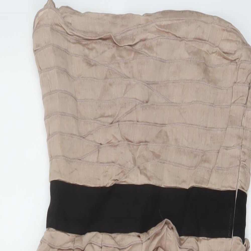 Reiss Womens Beige Cotton Mini Size 6 Off the Shoulder Zip