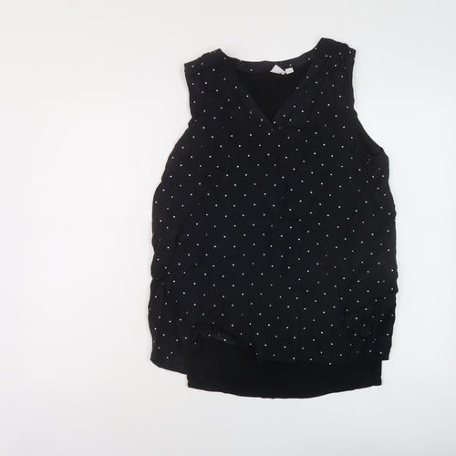Gap Womens Black Polka Dot Viscose Basic Tank Size S V-Neck