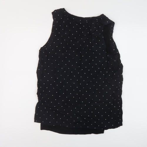 Gap Womens Black Polka Dot Viscose Basic Tank Size S V-Neck