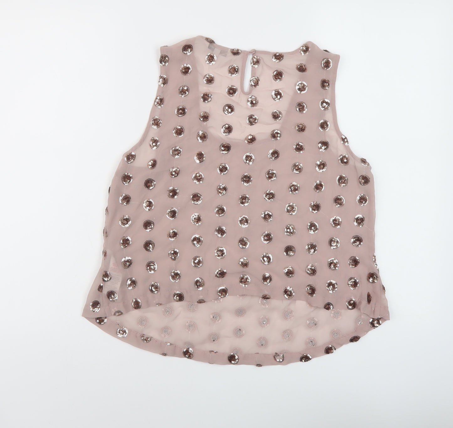 New Look Womens Pink Geometric Polyester Basic Tank Size 12 Round Neck