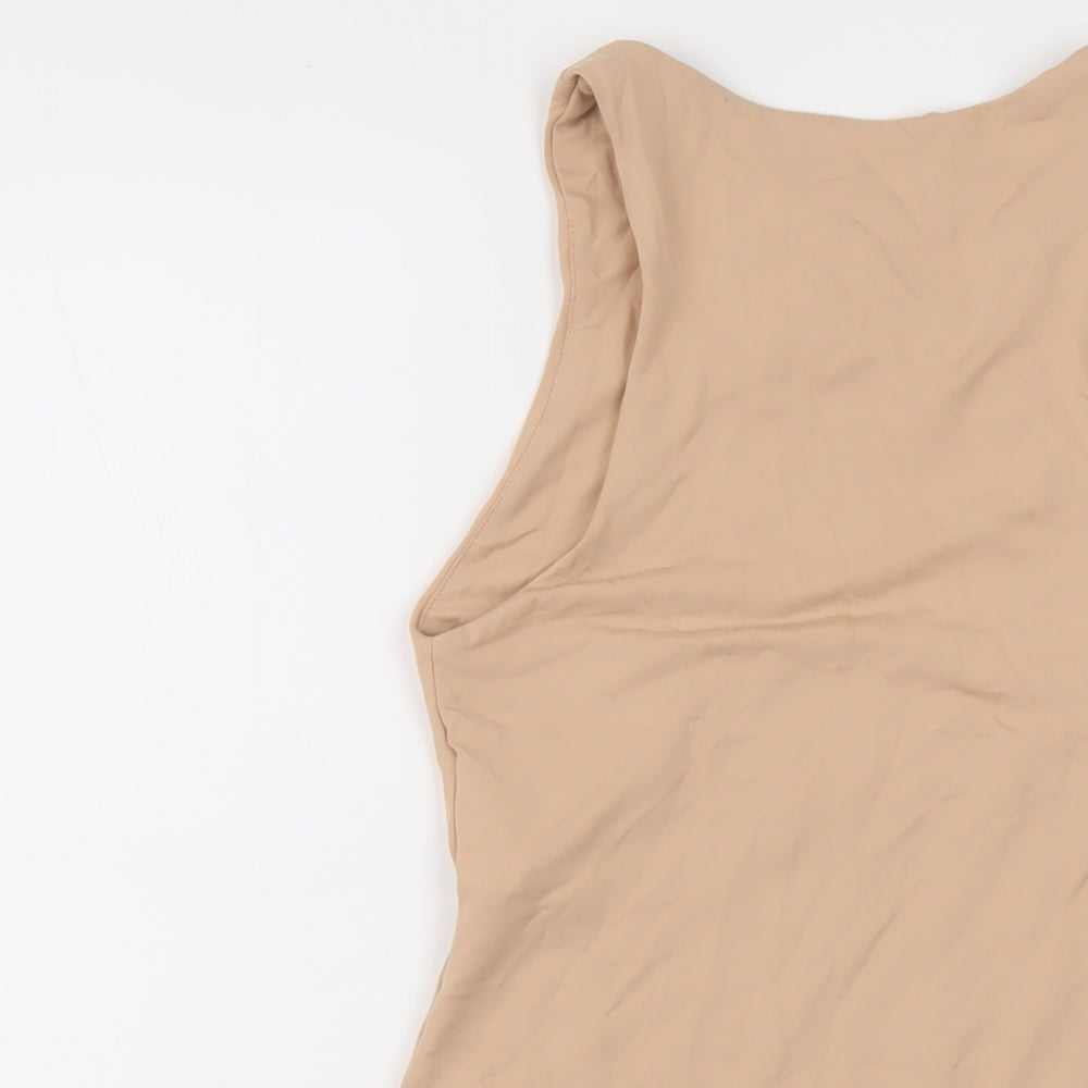 Zara Womens Beige Polyamide Bodysuit One-Piece Size S Snap