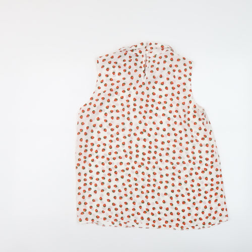 Heyton Womens White Geometric Polyester Basic Tank Size L Collared