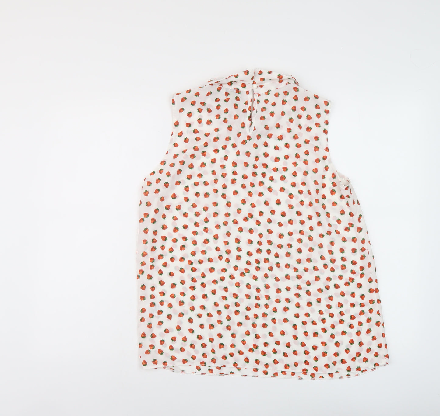 Heyton Womens White Geometric Polyester Basic Tank Size L Collared