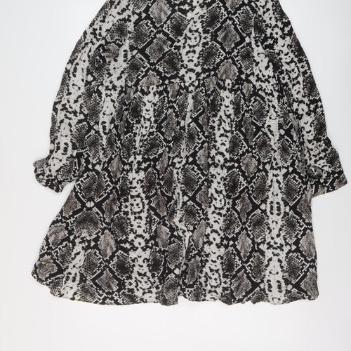 Zara Womens Black Animal Print Viscose A-Line Size S V-Neck Pullover