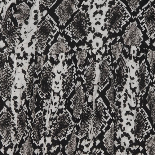 Zara Womens Black Animal Print Viscose A-Line Size S V-Neck Pullover