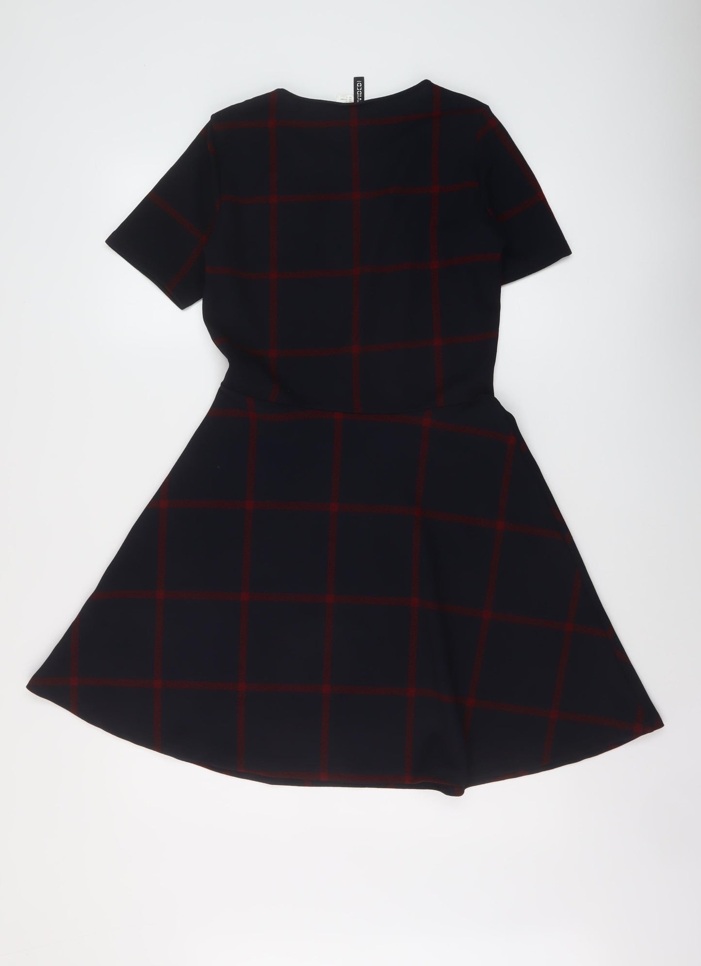 H&M Womens Blue Plaid Polyester A-Line Size 10 Round Neck Pullover